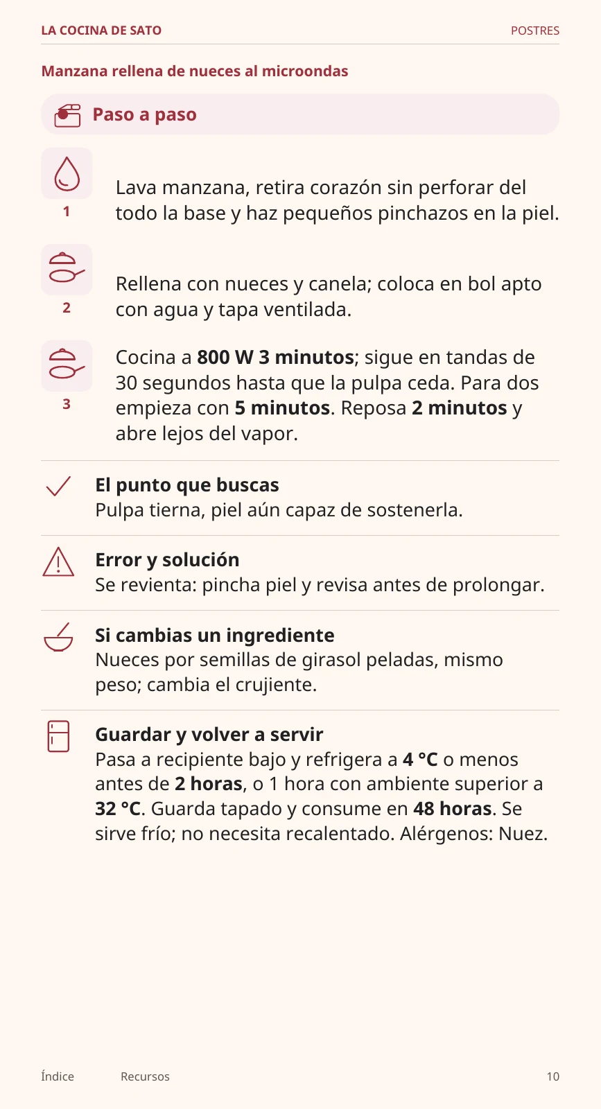 Página 10 del libro: Manzana rellena de nueces al microondas